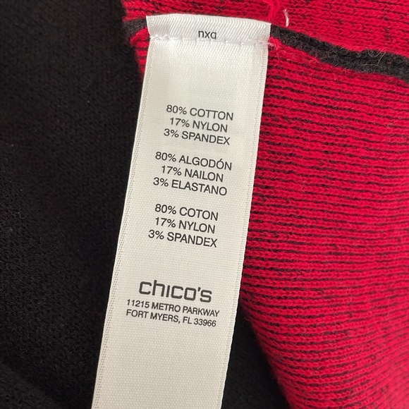 Chico's Annalise Trim Black Red Long Cardigan Sweater coat coatigan XL 3 - Picture 4 of 10